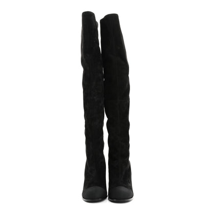 Chanel Suede Calfskin Grosgrain High Boots 39 Black 2 of 8