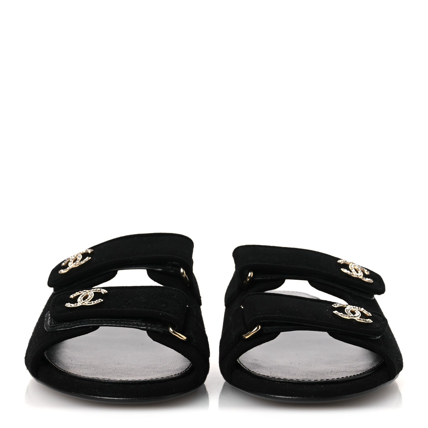 Suede Kidskin Velcro Crystal CC Mules 38.5 Black 39.5 Black