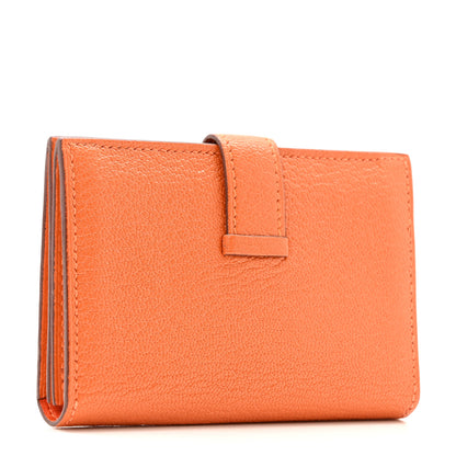Hermes Chevre Mysore Bearn Card Holder Wallet Orange 3 of 10