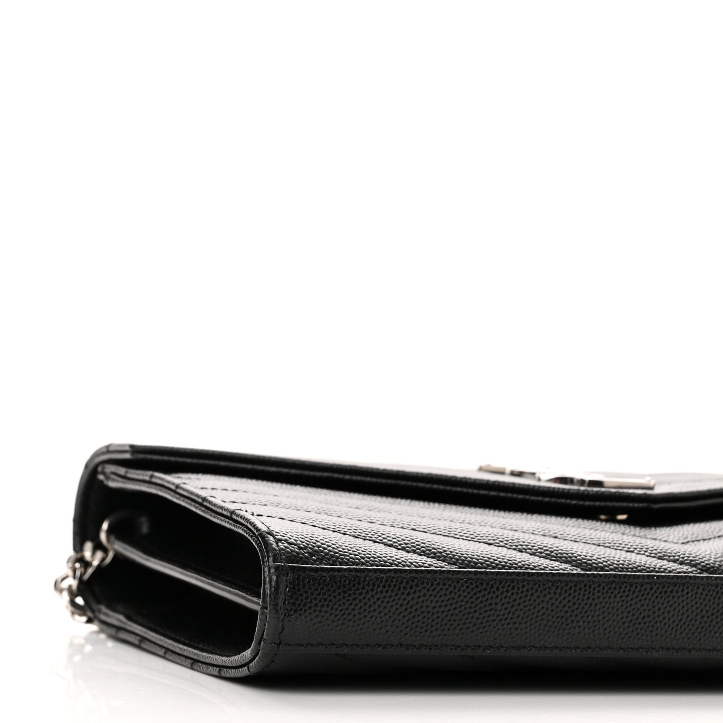 Grain De Poudre Matelasse Chevron Monogram Chain Wallet Black