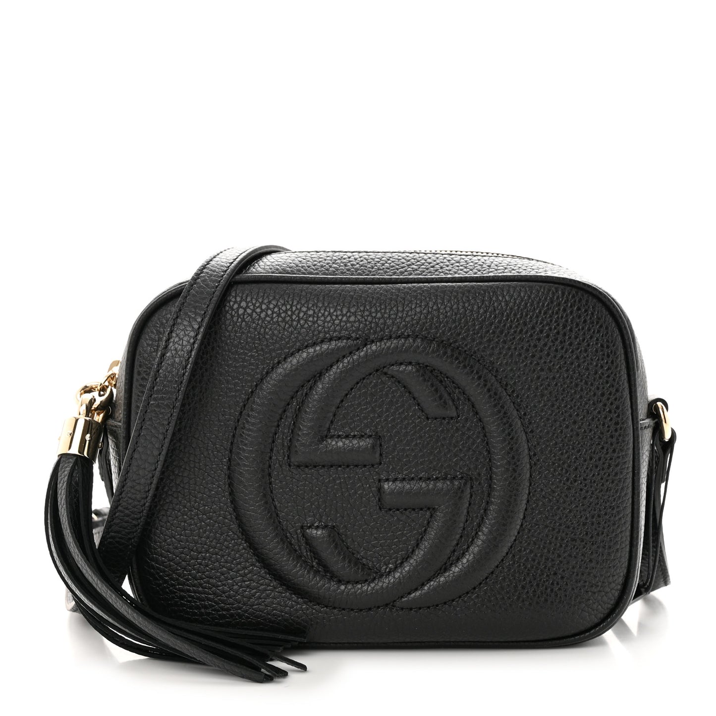 Pebbled Calfskin Small Soho Disco Bag Black
