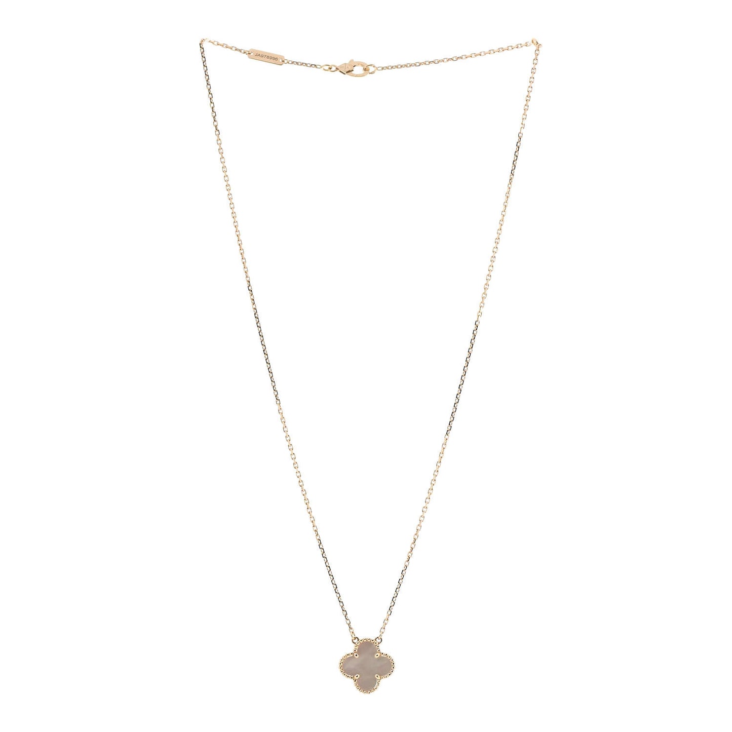18K Yellow Gold Mother of Pearl Vintage Alhambra Pendant Necklace