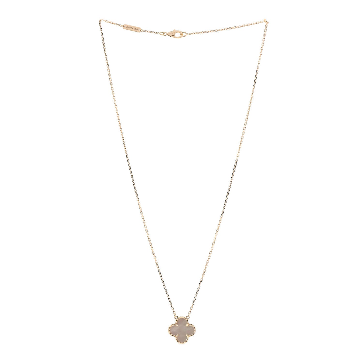 Van Cleef & Arpels 18K Yellow Gold Mother of Pearl Vintage Alhambra Pendant Necklace 3 of 7