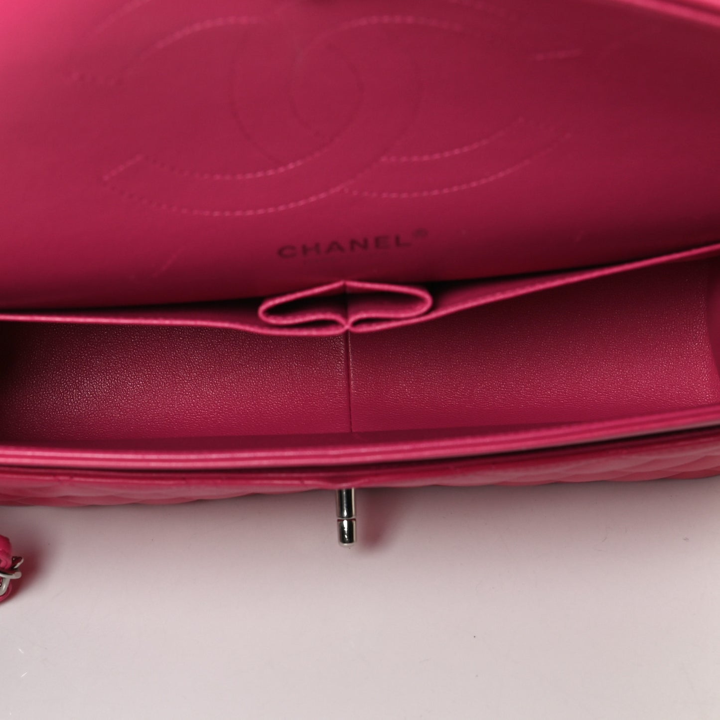 Lambskin Quilted Jumbo Double Flap Dark Pink