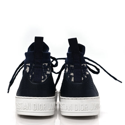 Christian Dior Technical Knit Calfskin Oblique Womens Walk'n Dior Mid Top Sneakers 38 Deep Blue 5 of 8