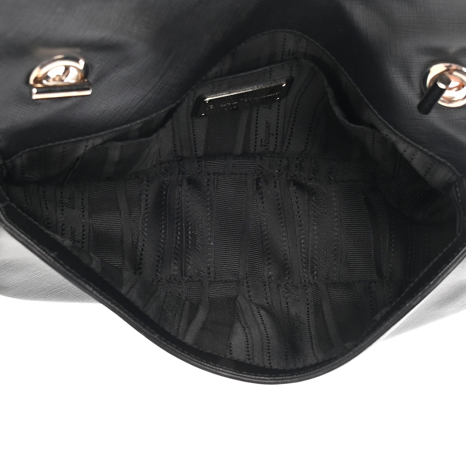 Salvatore Ferragamo Printed Calfskin Rory Chain Shoulder Bag Black 5 of 13