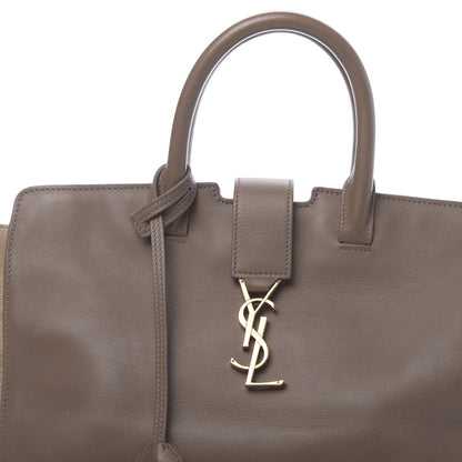 Saint Laurent Calfskin Suede Small Monogram Downtown Cabas Taupe 17 of 21