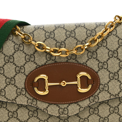 Gucci GG Supreme Monogram Azalea Calfskin Web Small Horsebit 1955 Crossbody Bag Beige Ebony Brown Sugar 8 of 10