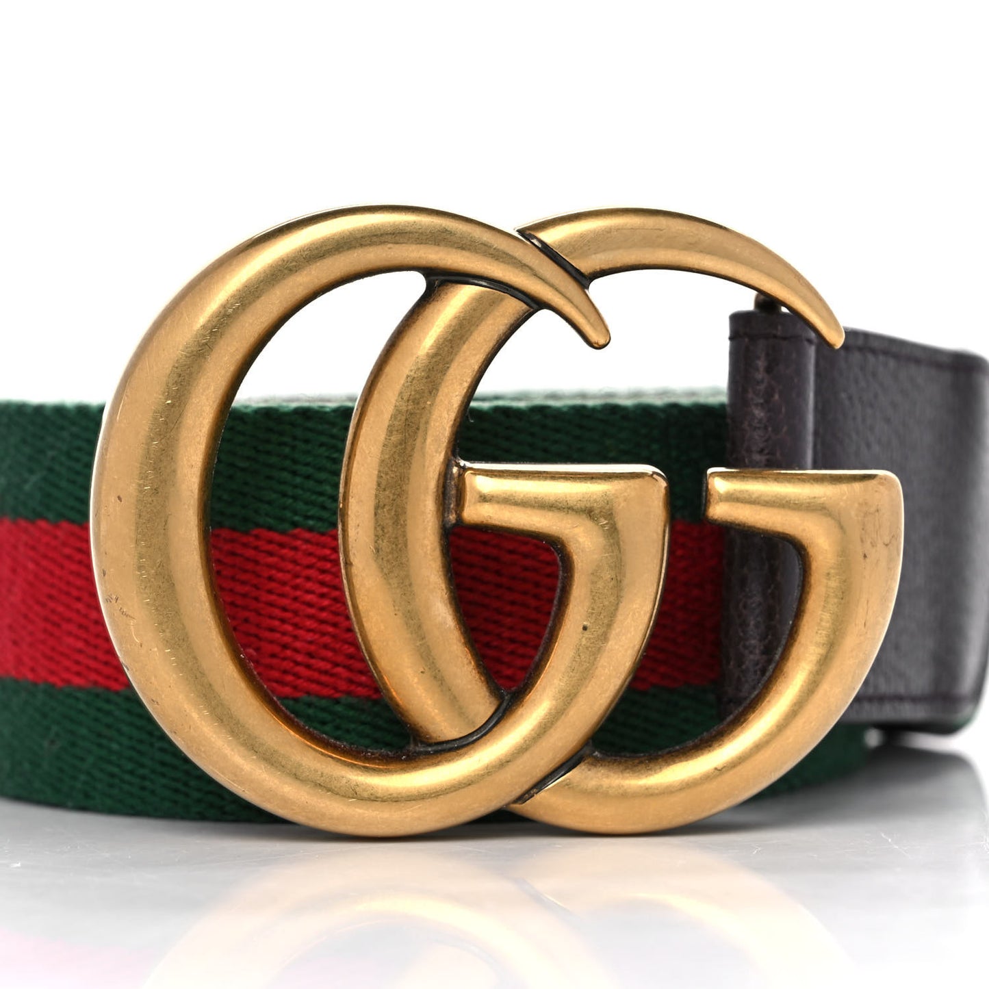 Nylon Textured Calfskin Double G Web 40mm Belt 100 40 Green Red Dark Cocoa