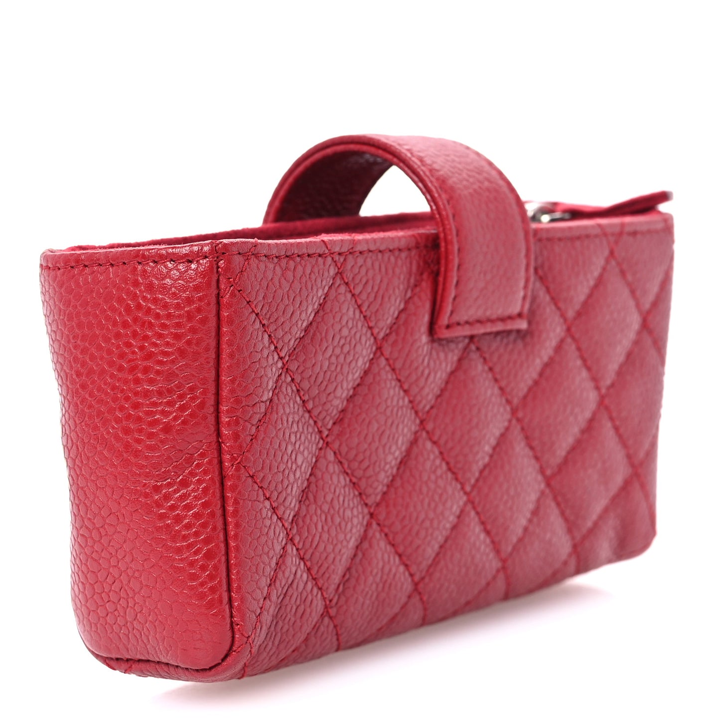 Caviar Quilted Phone Holder Clutch Red