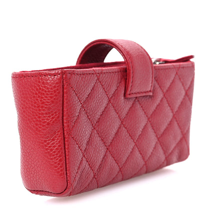 Chanel Caviar Quilted Phone Holder Clutch Red 3 of 8