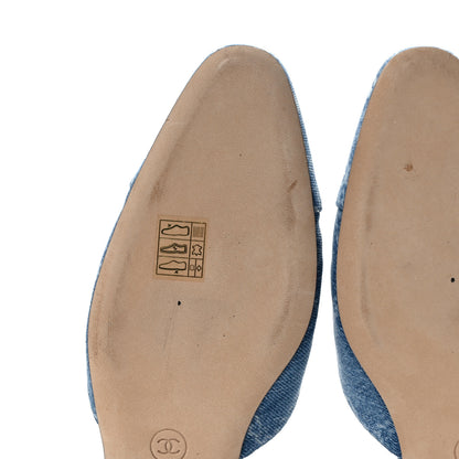 Chanel Denim Cap Toe CC Slingback Flats 41 Light Blue Multicolor 9 of 9