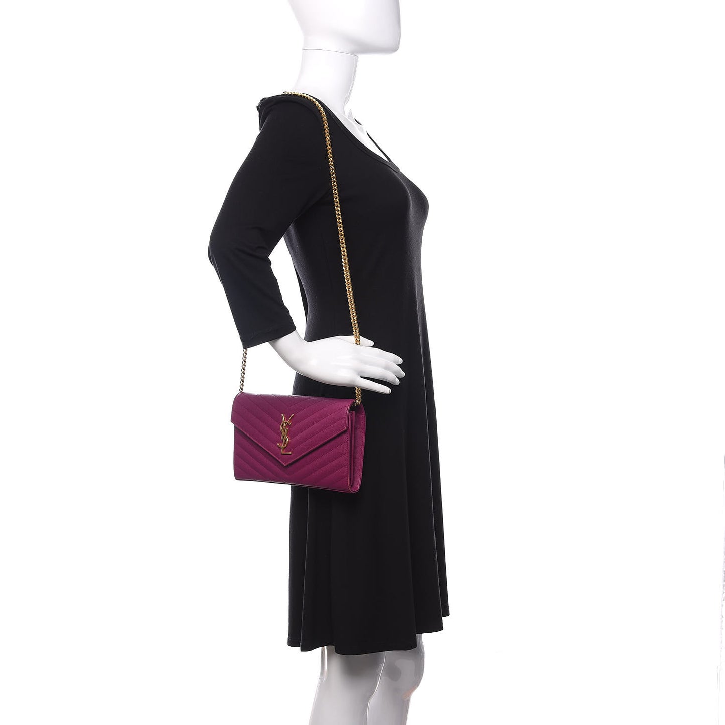 Grain De Poudre Matelasse Chevron Monogram Chain Wallet Dark Grape