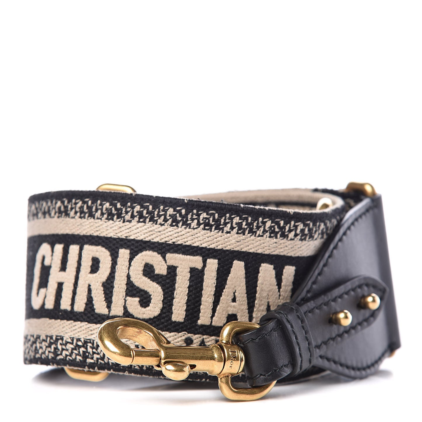 Canvas Embroidered Shoulder Strap Black