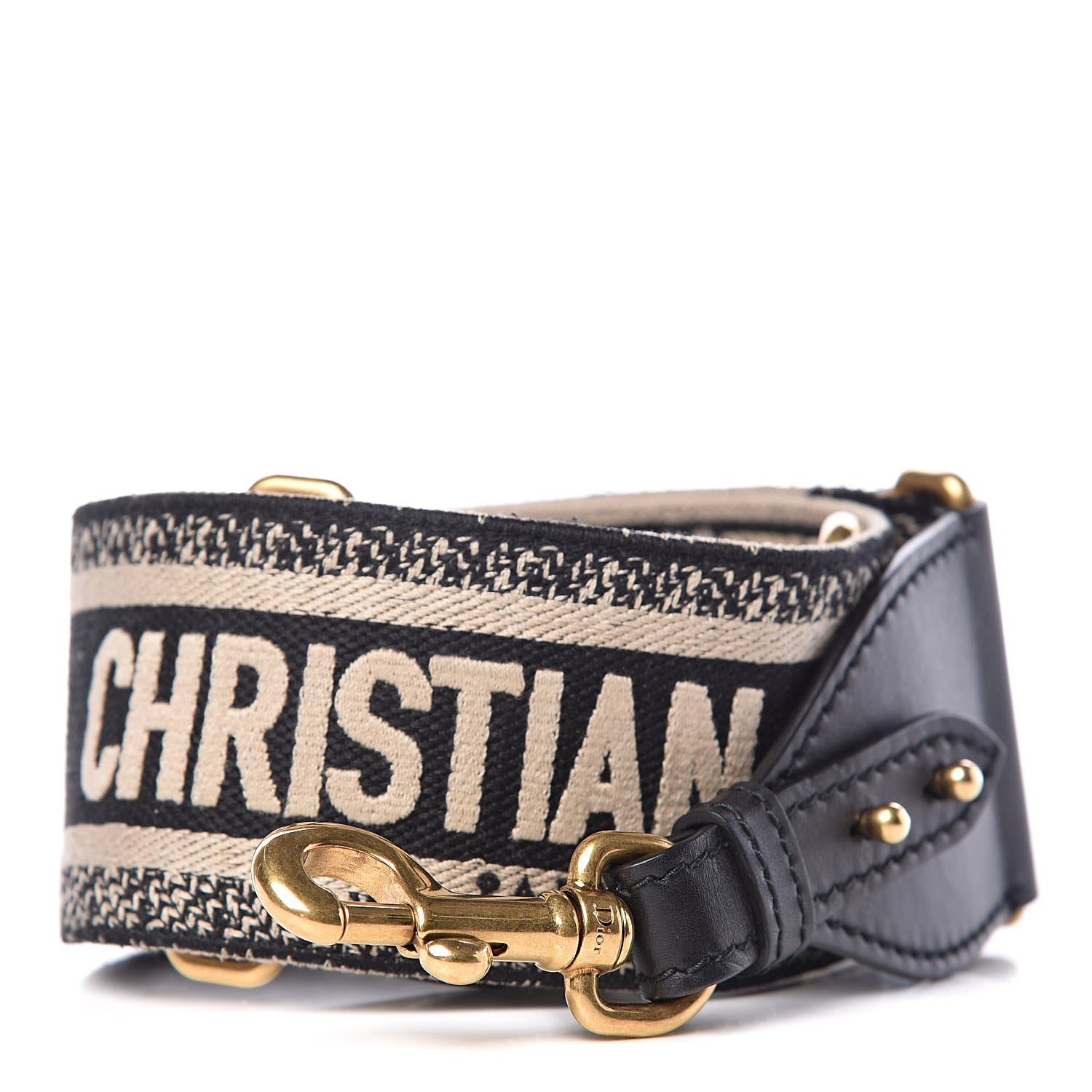 Christian Dior Canvas Embroidered Shoulder Strap Black 1 of 6