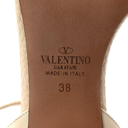 Valentino Garavani Pebbled Calfskin Rockstud Rolling 60mm City Sandals 38 Light Ivory 7 of 9