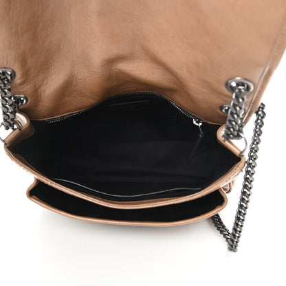 Saint Laurent Crinkled Calfskin Matelasse Monogram Medium Niki Chain Satchel Natural Tan 6 of 12
