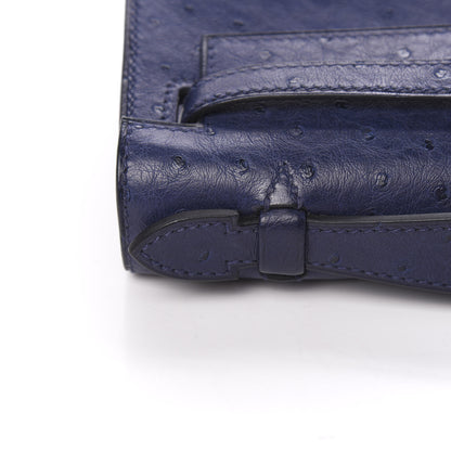 Hermes Ostrich Kelly Pochette Clutch Bleu Iris 12 of 30