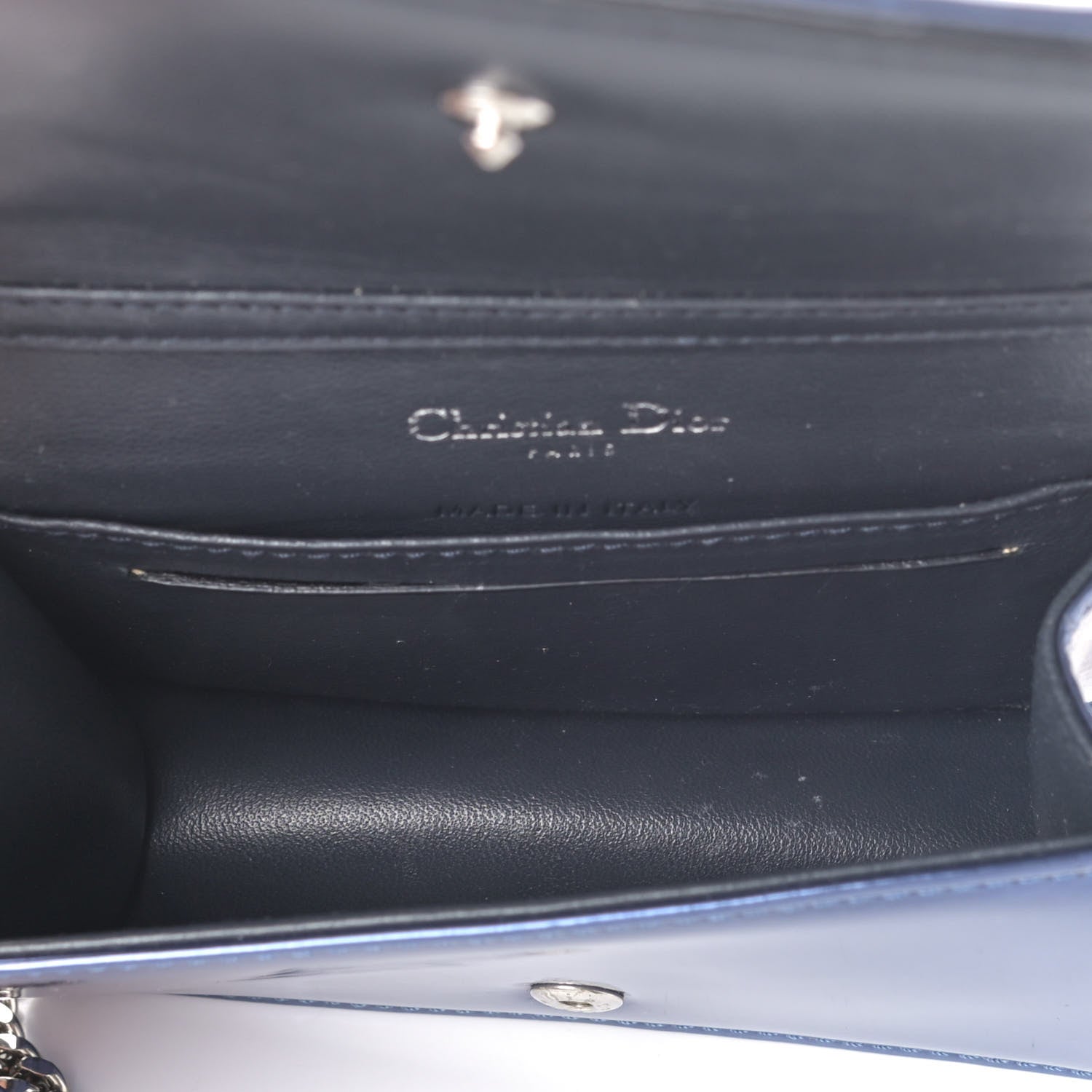 Christian Dior Metallic Patent Micro-Cannage Baby Diorama Flap Bag Blue 4 of 4