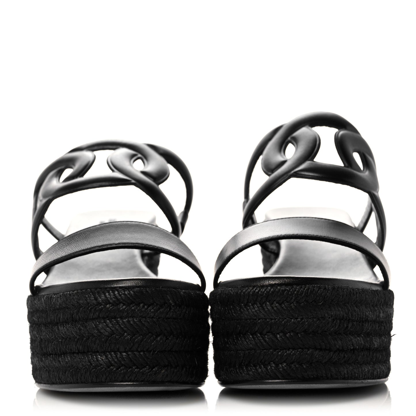 Nappa Ithea Espadrille Wedge Sandals 39 Black