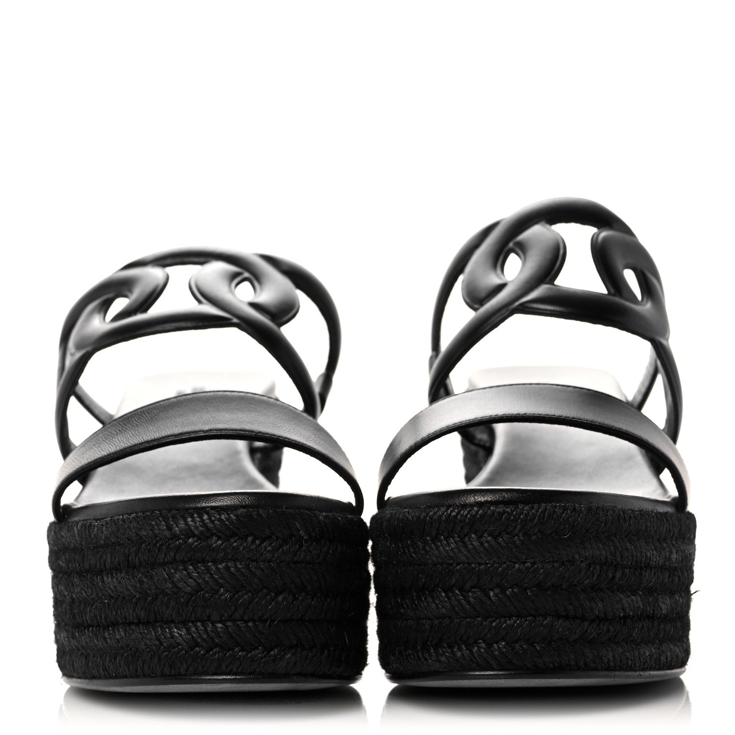 Hermes Nappa Ithea Espadrille Wedge Sandals 39 Black 2 of 9