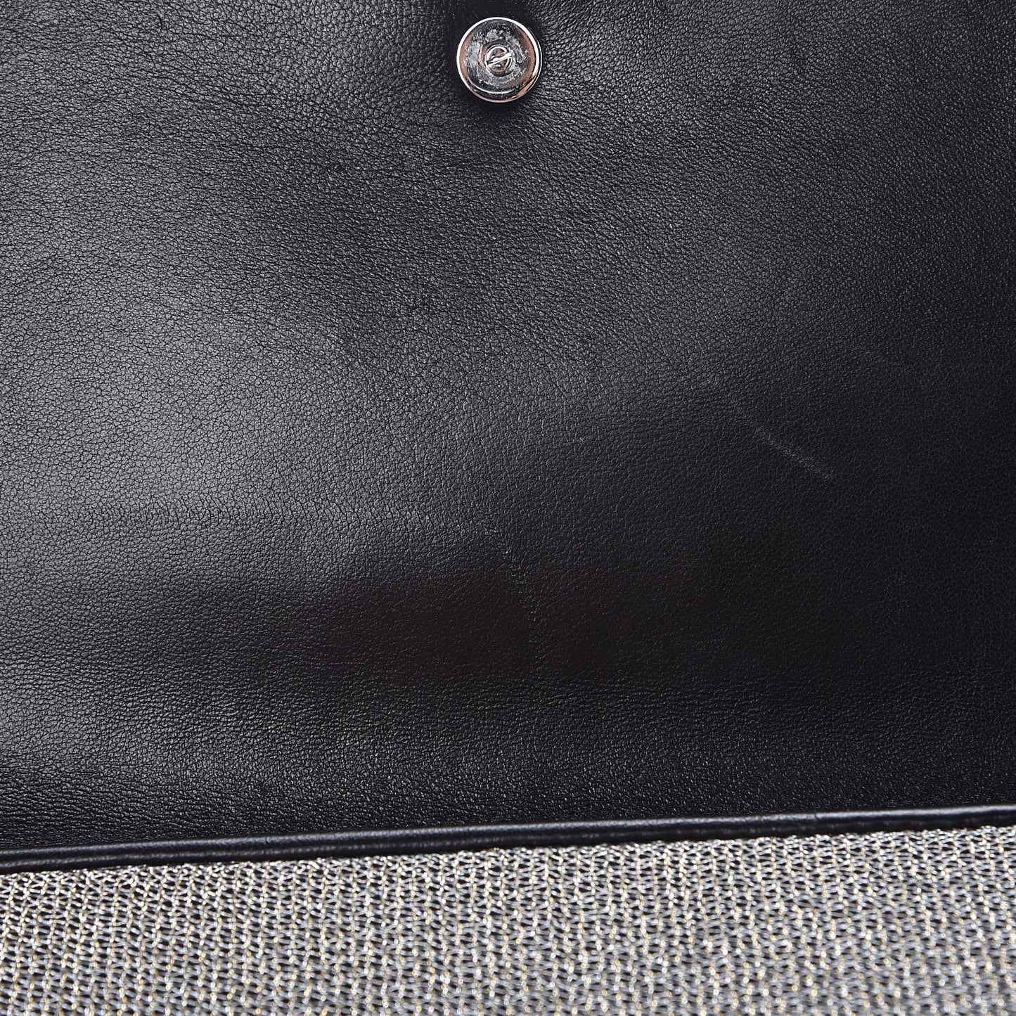 Metallic Mesh Calfskin Classic Y Ligne Clutch Silver Black