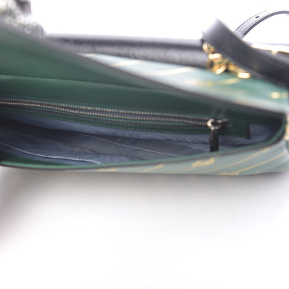 Gucci Calfskin Diagonal GG Medium Thiara Double Envelope Shoulder Bag Emerald Green Black 6 of 14