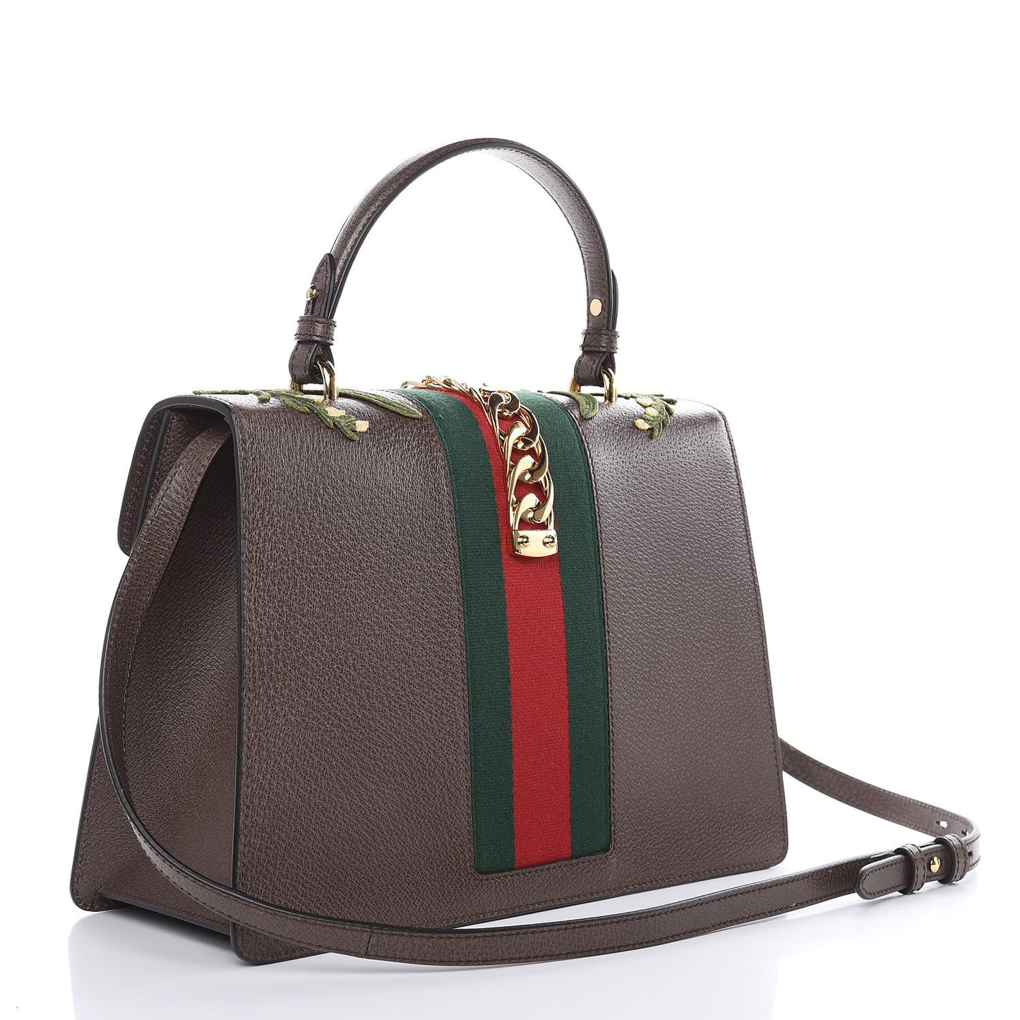 Calfskin Embroidered Medium Sylvie Top Handle Bag New Acero Multicolor