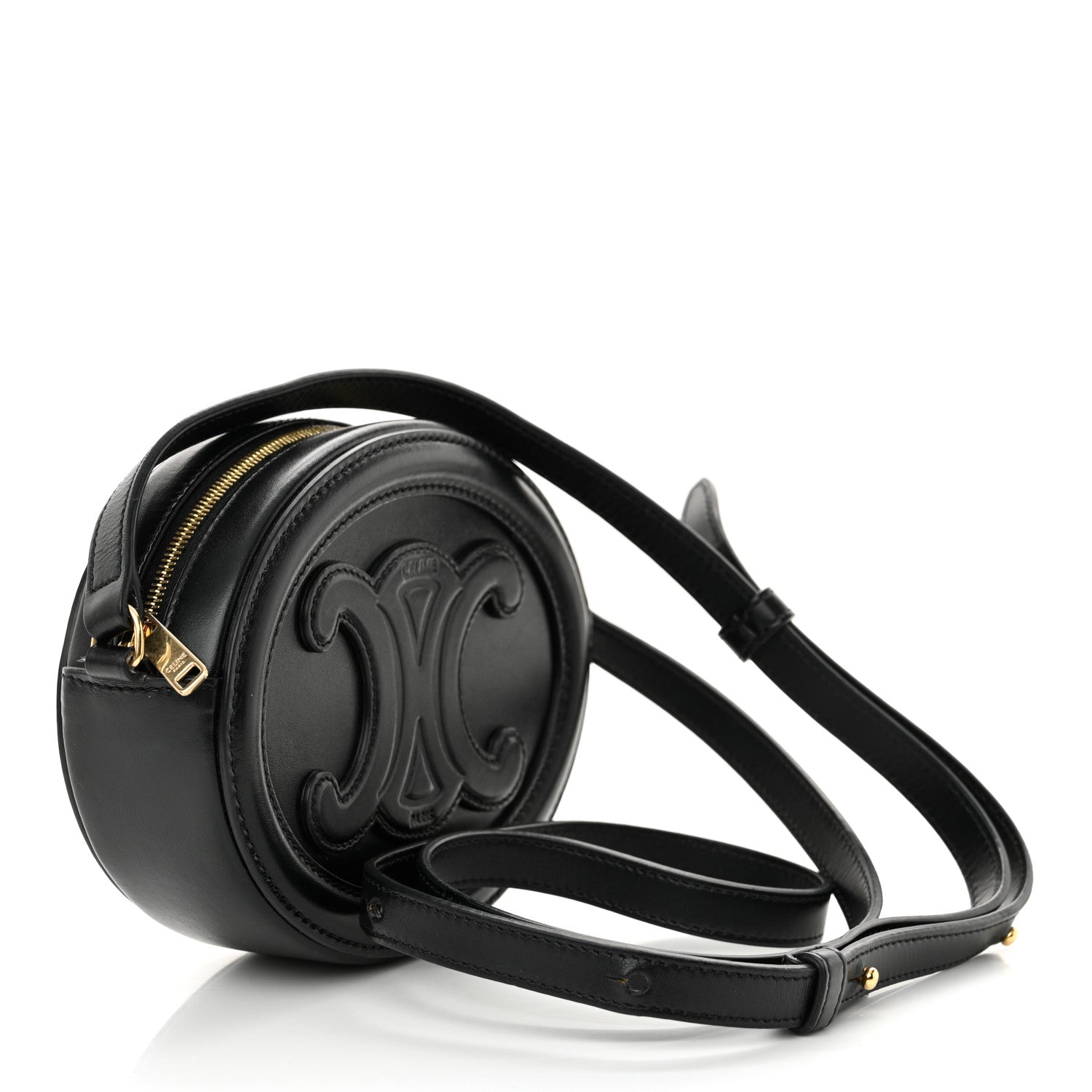 Celine Smooth Calfskin Cuir Triomphe Oval Bag Black 3 of 12