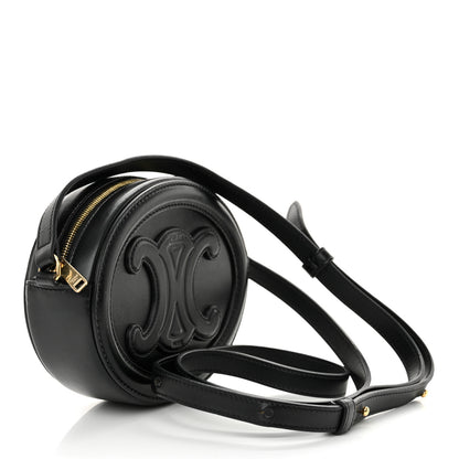 Celine Smooth Calfskin Cuir Triomphe Oval Bag Black 3 of 12