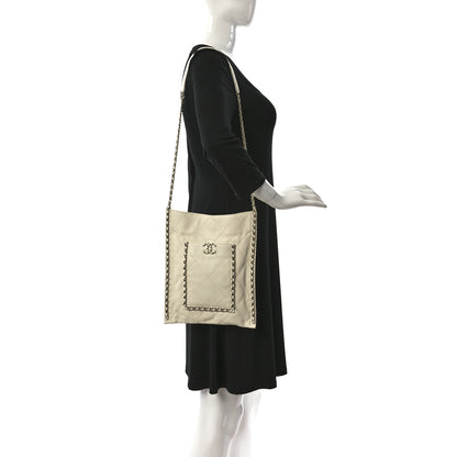 Chanel Calfskin Quilted Small Chain Flat Tote White 2 of 14