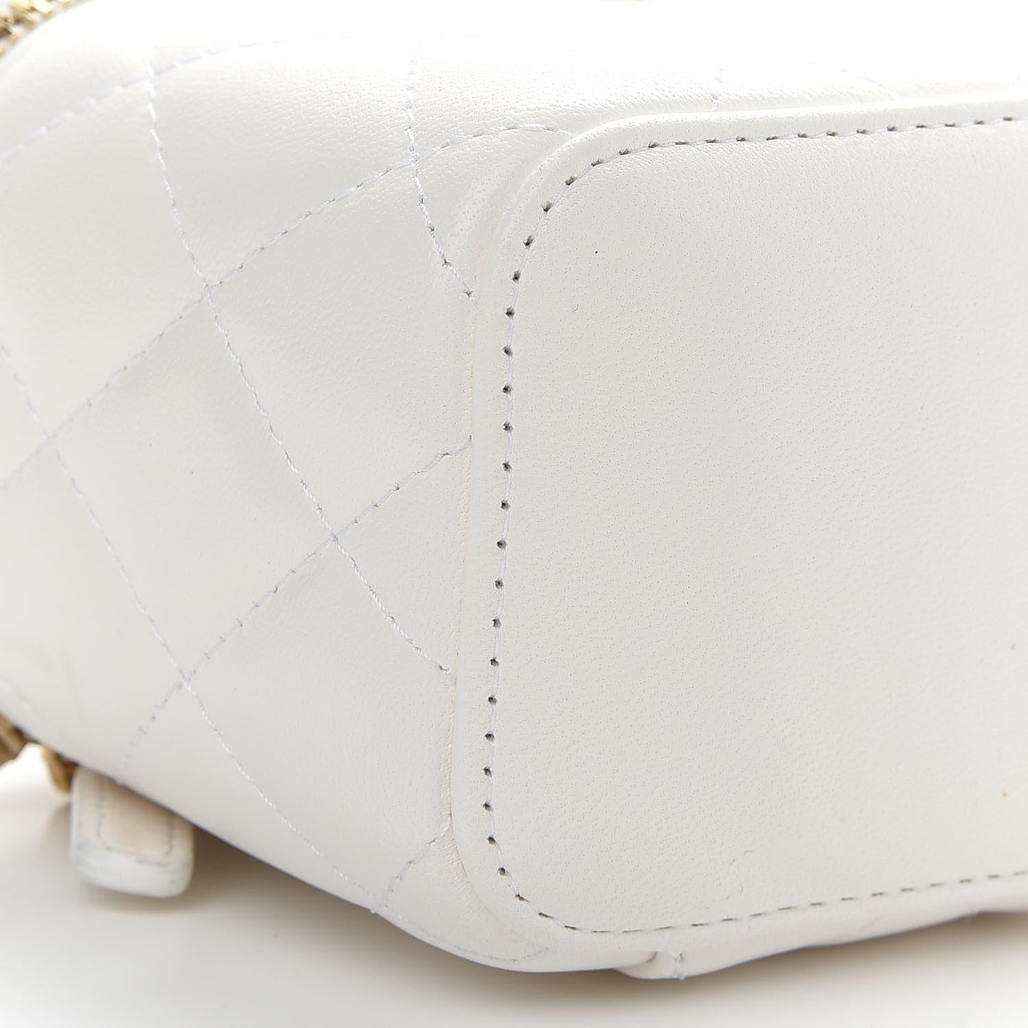 Chanel Lambskin Quilted Small Camellia Bow Vanity Case With Chain White 8 of 10