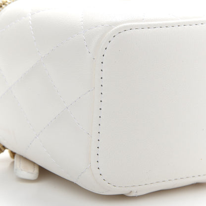Chanel Lambskin Quilted Small Camellia Bow Vanity Case With Chain White 8 of 10