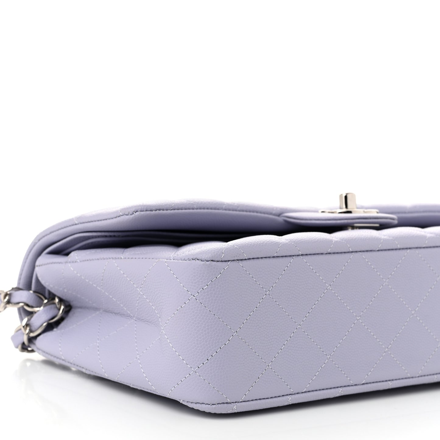 Caviar Quilted Medium Double Flap Light Purple