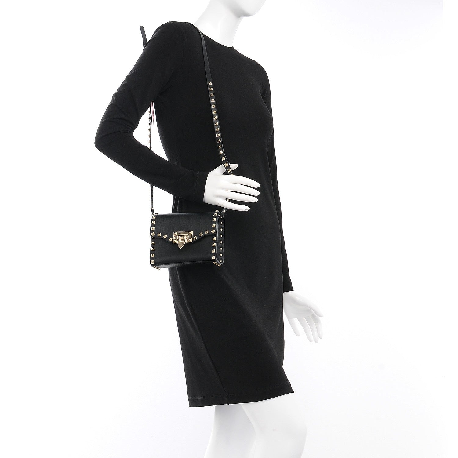 Valentino Garavani Vitello Mini Rockstud Flip Lock Crossbody Bag Black 2 of 6