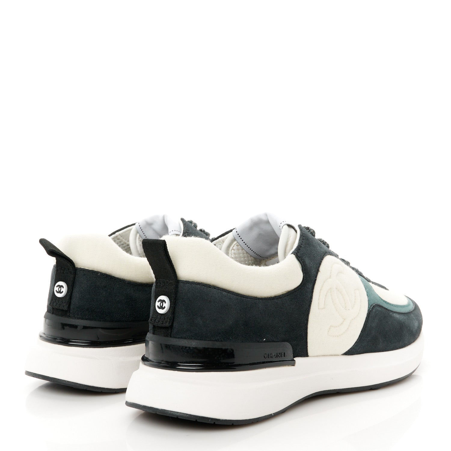 Chanel Suede Calfskin Fabric CC Sneakers 39 Dark Grey 4 of 9
