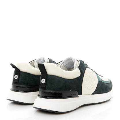 Chanel Suede Calfskin Fabric CC Sneakers 39 Dark Grey 4 of 9