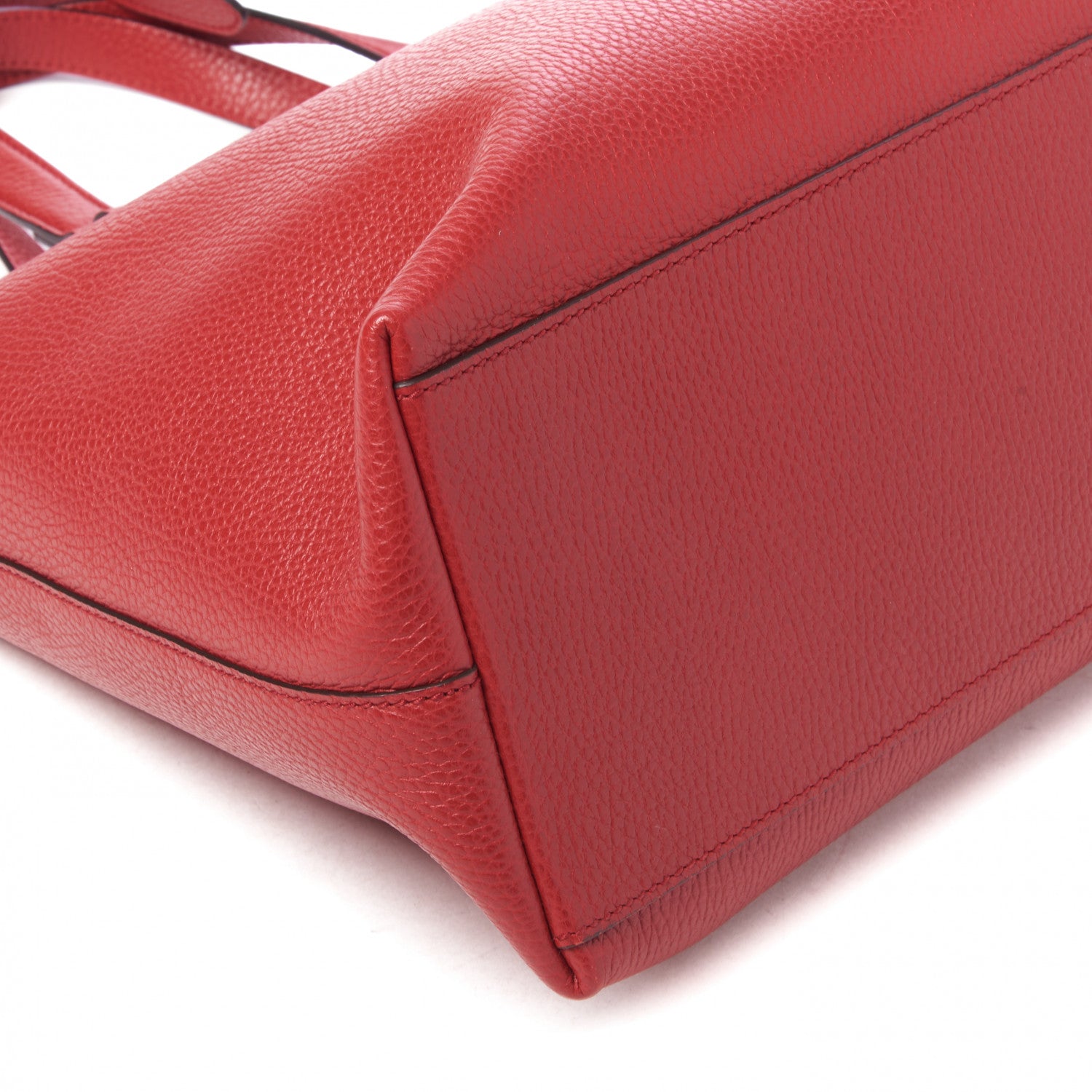 Gucci Pebbled Calfskin Convertible Bamboo Tassel Tote Red 6 of 8