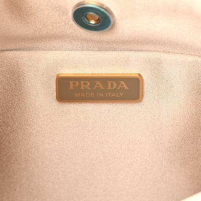 Prada Satin Crystal Cleo Adjustable Strap Shoulder Bag Platino 6 of 12
