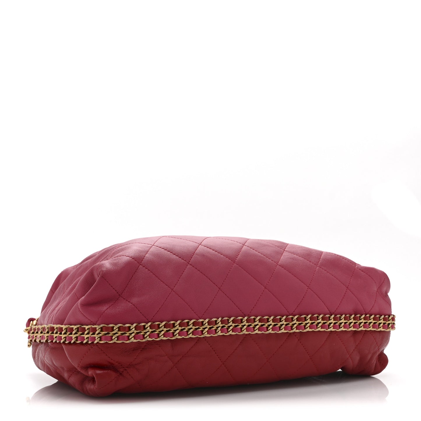 Calfskin Quilted Coco Shelter Bowling Bag Dark Pink Red