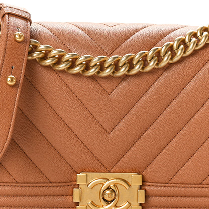 Chanel Caviar Chevron Quilted Medium Boy Flap Brown 8 of 10