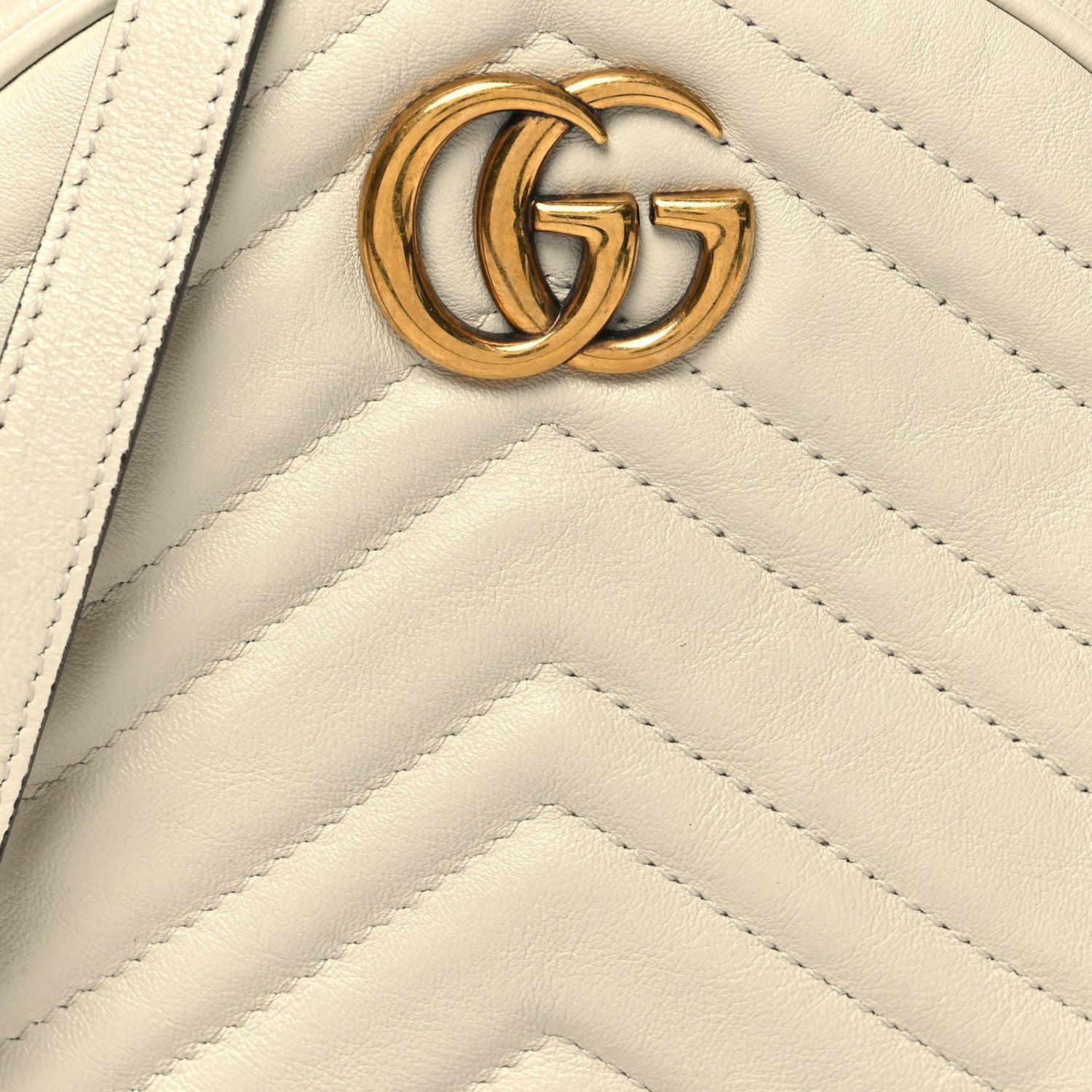 Gucci Calfskin Matelasse Mini GG Marmont Round Shoulder Bag White 8 of 10