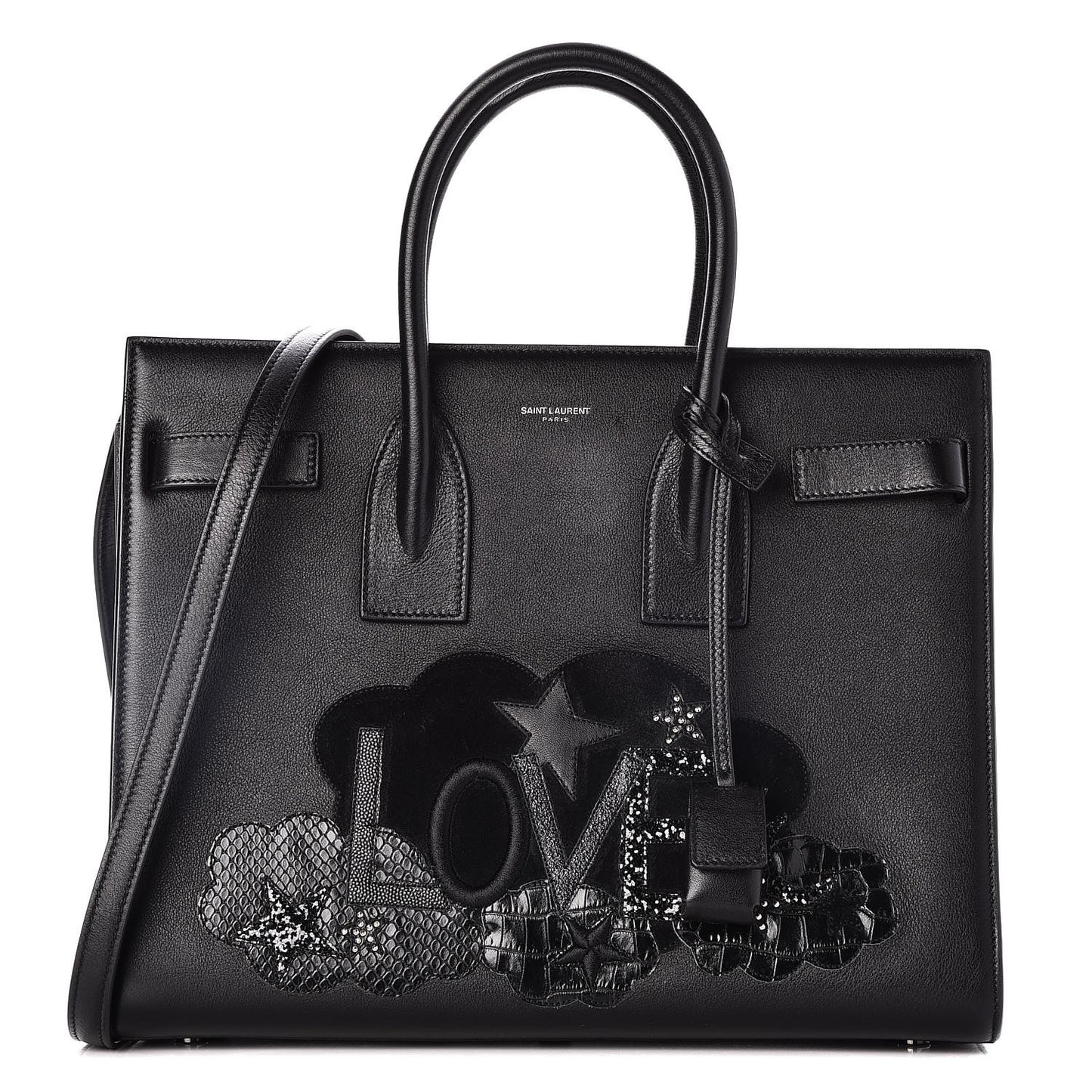 Calfskin Love Patchwork Small Sac De Jour Black