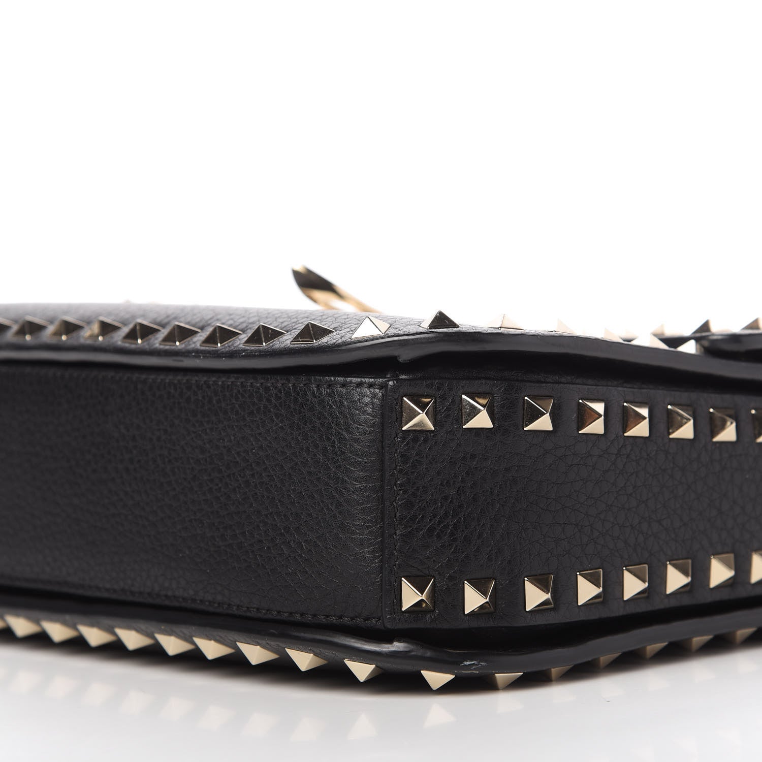 Valentino Garavani Pebbled Calfskin Rockstud Flap Saddle Bag Black 7 of 10