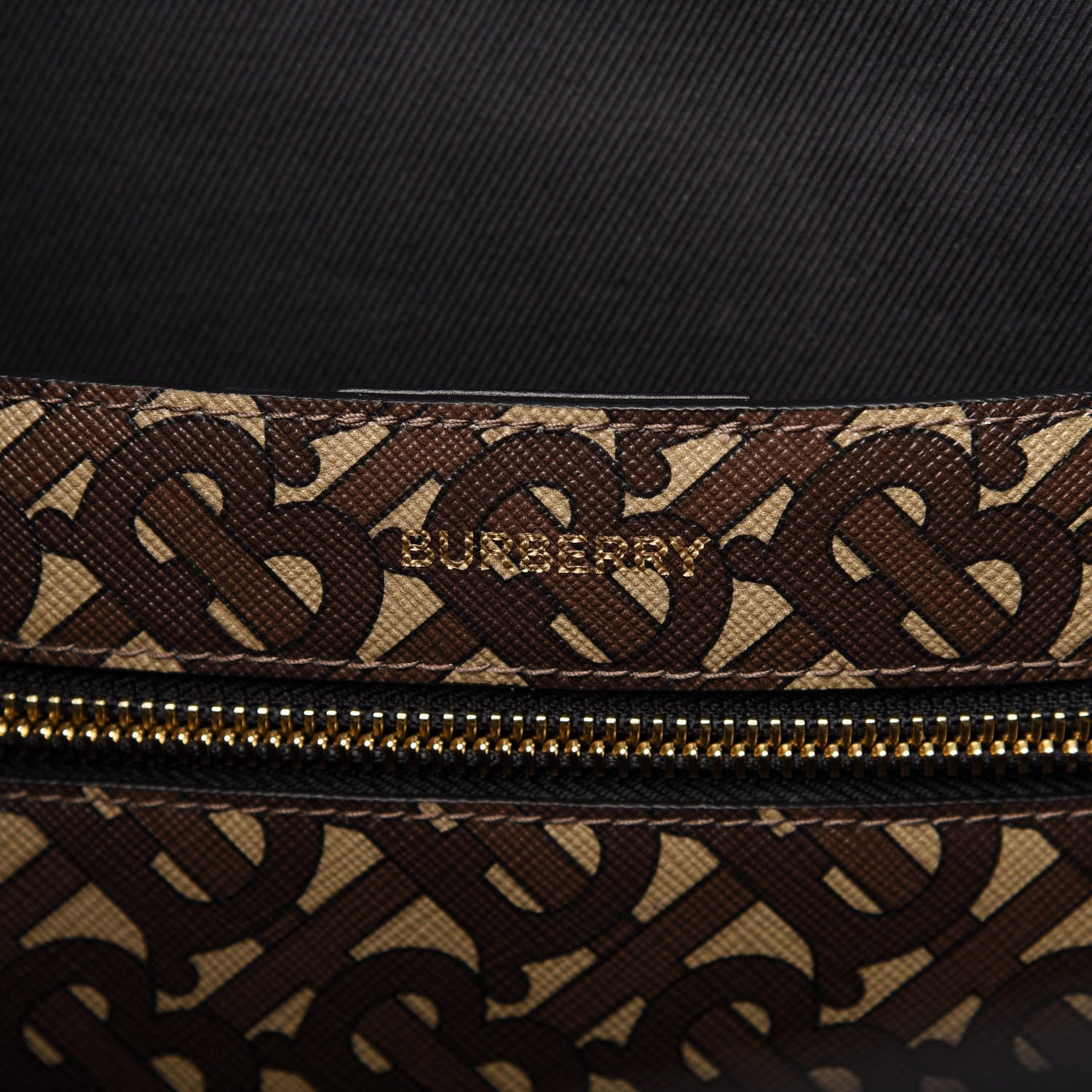 Burberry E-Canvas Monogram Stripe Medium Portrait Tote Bag Bridle Brown 8 of 9