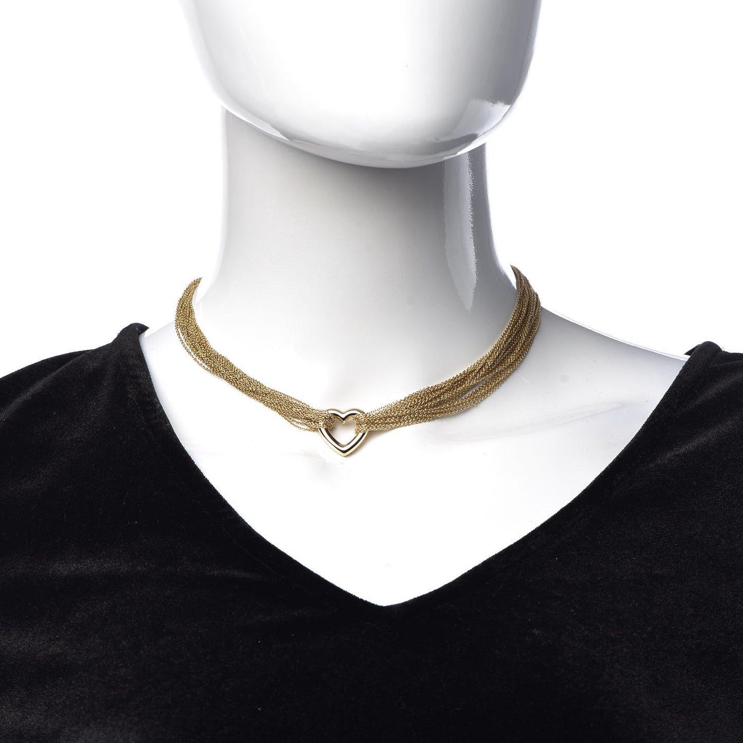 18K Yellow Gold Heart Mesh Toggle Necklace