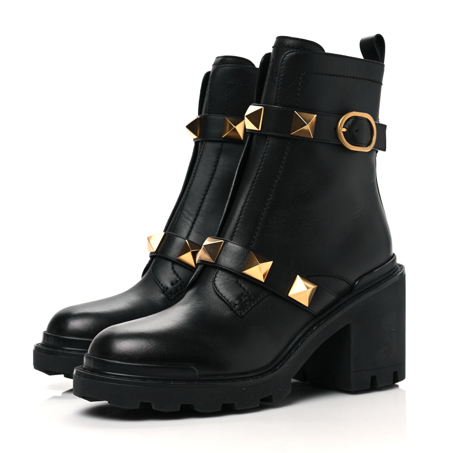 Valentino Garavani Calfskin Roman Stud 20/85mm Combat Boots 40.5 Black 3 of 8