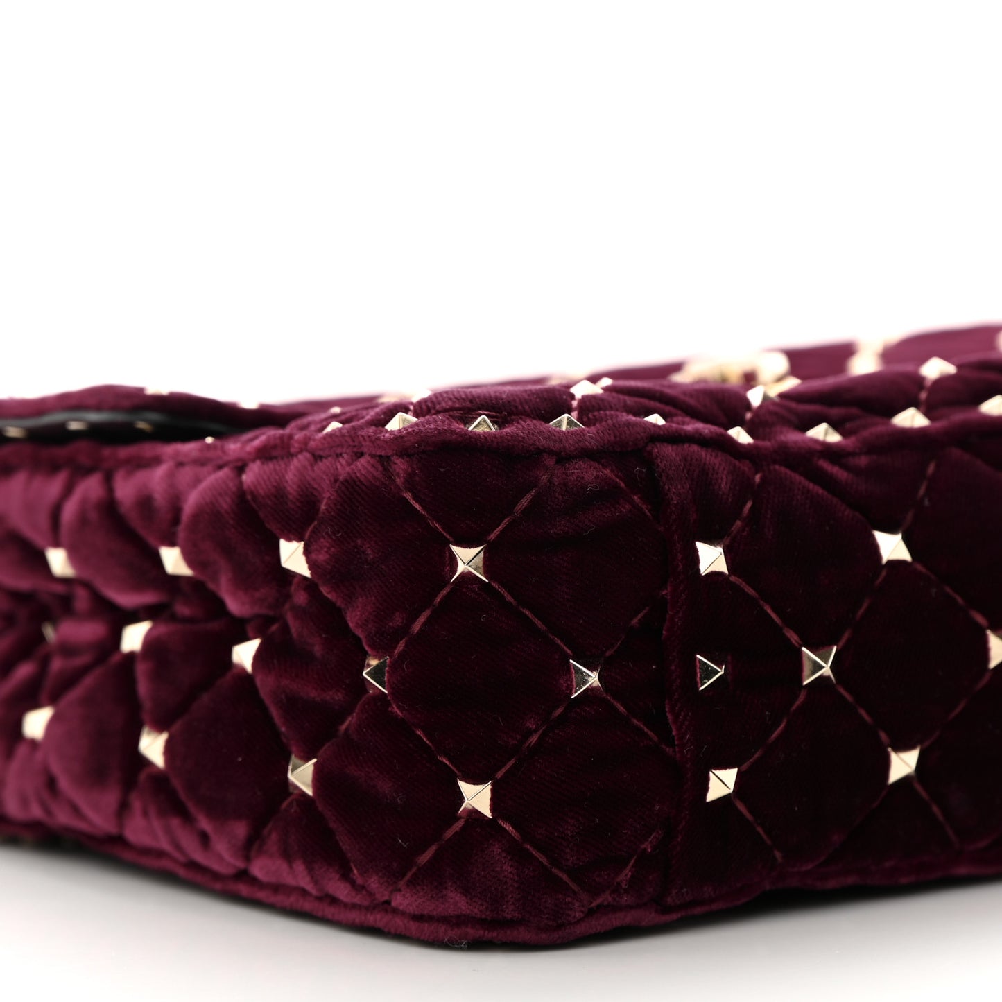 Velvet Medium Rockstud Spike Shoulder Bag Rubino