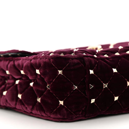 Valentino Garavani Velvet Medium Rockstud Spike Shoulder Bag Rubino 8 of 18