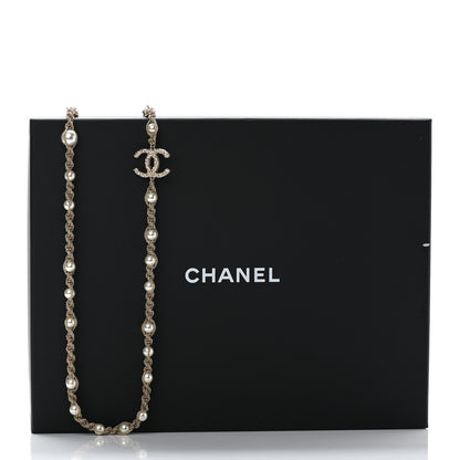 Chanel Pearl Crystal CC Chain Long Necklace Gold 7 of 7